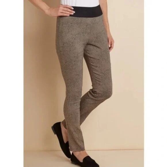 Soft Surroundings Sassy Speckled Cheetah Print Leggings Leopard Animal Tan Brown - Picture 1 of 5